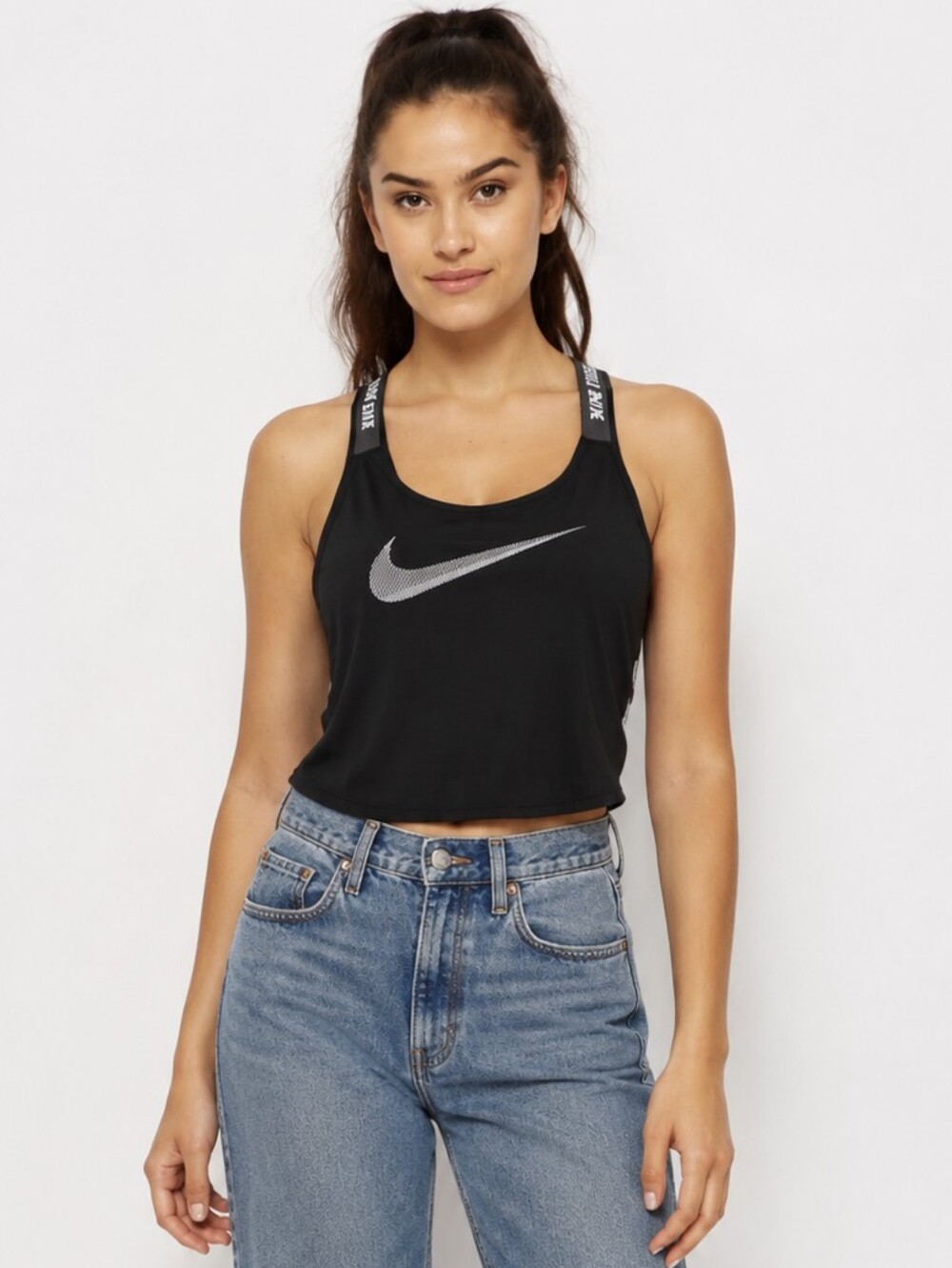 Nike Black Dri Fit Cropped Workout Tank Top